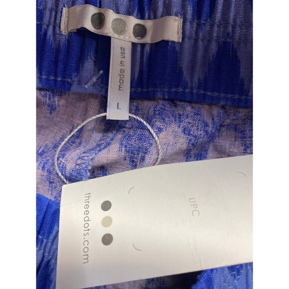 Brand New Threedots Women's Size Large Blue Chevron Print Linen Blend Shorts - Picture 4 of 5